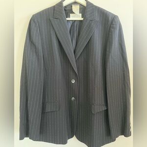 BASLER Women's Black 2-Button Single-Breasted Striped Blazer Jacket Size 42